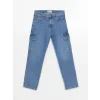 LCW Jeans Indigo 700 Straight Fit Erkek Kargo Jean Pantolon