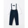 LCW Kids Beyaz Uzun Kollu Basic Erkek Bebek Gömlek ve Pantolon 2li Takım