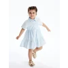 LCW Kids Mavi Gömlek Yaka Kısa Kollu Kız Bebek Elbise