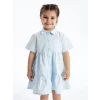 LCW Kids Mavi Gömlek Yaka Kısa Kollu Kız Bebek Elbise