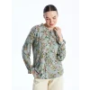 LCW Grace Yeşil Bağlamalı Yaka Desenli Uzun Kollu Kadın Bluz