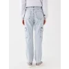 LCW Jeans Indigo Straight Fit Kadın Kargo Jean Pantolon