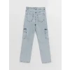 LCW Jeans Indigo Straight Fit Kadın Kargo Jean Pantolon