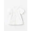 LCW Kids Ekru Bisiklet Yaka Kısa Kollu Kız Bebek Poplin Elbise
