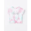 LCW Kids Pembe Bisiklet Yaka Baskılı Kısa Kollu Kız Bebek Tişört 2li