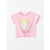 LCW Kids Pembe Bisiklet Yaka Baskılı Kısa Kollu Kız Bebek Tişört 2li