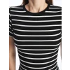 XSIDE Siyah Bisiklet Yaka Çizgili Kısa Kollu Kadın Bodycon Elbise