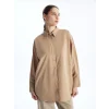 LCW Modest Kahverengi Düz Poplin Kadın Gömlek Tunik