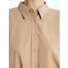 LCW Modest Kahverengi Düz Poplin Kadın Gömlek Tunik