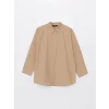 LCW Modest Kahverengi Düz Poplin Kadın Gömlek Tunik