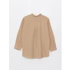 LCW Modest Kahverengi Düz Poplin Kadın Gömlek Tunik