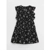 LCW Kids Siyah Bisiklet Yaka Çiçekli Kız Çocuk Elbise