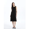LCW Grace Siyah Kadın Bisiklet Yaka Düz Elbise