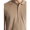 LCWAIKIKI Classic Bej Polo Yaka Kısa Kollu Desenli Pike Erkek Tişört