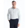 LCWAIKIKI Formal Yeşil Slim Fit Uzun Kollu Armürlü Erkek Dokulu Gömlek