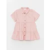 LCW Kids Pembe Gömlek Yaka Kısa Kollu Kız Bebek Elbise