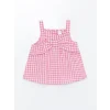 LCW Kids Pembe Kare Yaka Askılı Kız Bebek Bluz ve Pantolon 2li Takım