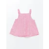LCW Kids Pembe Kare Yaka Askılı Kız Bebek Bluz ve Pantolon 2li Takım