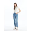LCW Jeans Indigo Mom Fit Yırtık Detaylı Kadın Jean Pantolon