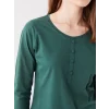 LCWAIKIKI Basic Yeşil Kadın Bisiklet Yaka Düz Bluz