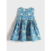 LCW Kids Mavi Bisiklet Yaka Çiçekli Poplin Kız Bebek Elbise