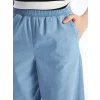 LCW Modest Indigo Beli Lastikli Wideleg Kadın Jean Pantolon
