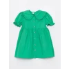 LCW Kids Yeşil Bebe Yaka Kısa Kollu Kız Bebek Elbise
