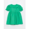 LCW Kids Yeşil Bebe Yaka Kısa Kollu Kız Bebek Elbise