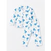 LCW baby Ekru Polo Yaka Uzun Kollu Baskılı Erkek Bebek Pijama Takım