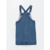 LCW Kids Indigo Kare Yaka Kız Çocuk Jean Salopet Elbise