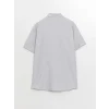 LCW Vision Gri Slim Fit Kısa Kollu Armürlü Erkek Dokulu Gömlek