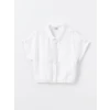 LCW Kids Beyaz Basic Kısa Kollu Kız Çocuk Crop Gömlek