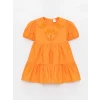 LCW Kids Turuncu V Yaka Kısa Kollu Kısa Kollu Kız Bebek Elbise