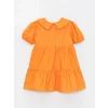 LCW Kids Turuncu V Yaka Kısa Kollu Kısa Kollu Kız Bebek Elbise