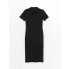 LCWAIKIKI Classic Siyah Polo Yaka Kadın Bodycon Elbise