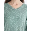 LCW Grace Turkuaz V Yaka Desenli Uzun Kollu Kadın Bluz