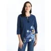 LCW Grace Indigo Bağlamalı Yaka Çiçekli Kadın Bluz