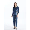 LCW Grace Indigo Bağlamalı Yaka Çiçekli Kadın Bluz