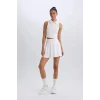 Defacto A2514 Beyaz DeFactoFit Sporcu İçi Taytlı Mini Tenis Eteği