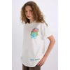 Defacto D9153 Beyaz Keith Haring Oversize Geniş Kalıp Bisiklet Yaka Sırt Baskılı Kısa Kollu Tişört