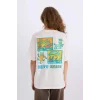 Defacto D9153 Beyaz Keith Haring Oversize Geniş Kalıp Bisiklet Yaka Sırt Baskılı Kısa Kollu Tişört