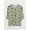 LCW Grace Yeşil Bisiklet Yaka Çiçekli Kadın Bluz