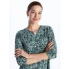 LCW Grace Yeşil Bisiklet Yaka Çiçekli Kadın Bluz