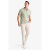 Defacto T5259 Haki Slim Fit Dar Kesim Kısa Kollu Dokulu Basic Düz Polo Tişört