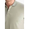 Defacto T5259 Haki Slim Fit Dar Kesim Kısa Kollu Dokulu Basic Düz Polo Tişört