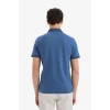Defacto T5259 İndigo Slim Fit Dar Kesim Kısa Kollu Dokulu Basic Düz Polo Tişört