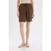 Defacto I6760 Kahve Yüksek Bel Kısa Paça Belmando Şort