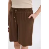 Defacto I6760 Kahve Yüksek Bel Kısa Paça Belmando Şort