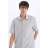 Defacto E1223 Gri Regular Fit Polo Yaka Krinkıl Yazlık Kısa Kollu Gömlek