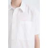 Defacto E1588 Beyaz Erkek Çocuk Oversize Geniş Kalıp Polo Yaka Paraşüt Kısa Kollu Gömlek